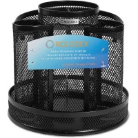 Rolodex Wire Mesh Spinning Desk Sorter, Black
